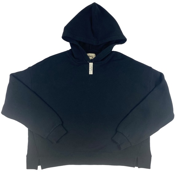 NWT Madewell Womens Plus MWL Airyterry Hoodie Sweatshirt Black Size 1X - Picture 2 of 9